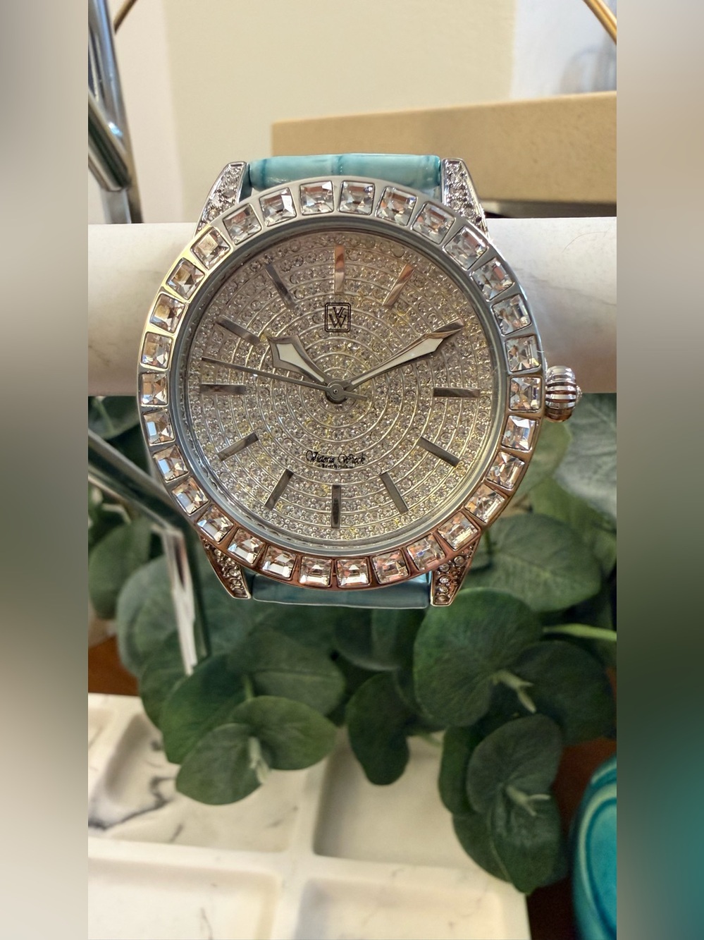 Victoria Wieck Beverly Hills
Women's Watch Light Teal Leather
Strap NWOT
